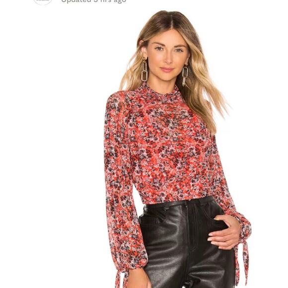 Free People All Dolled Up Women's Floral Mesh Sheer Mock Neck Blouse - Picture 1 of 9